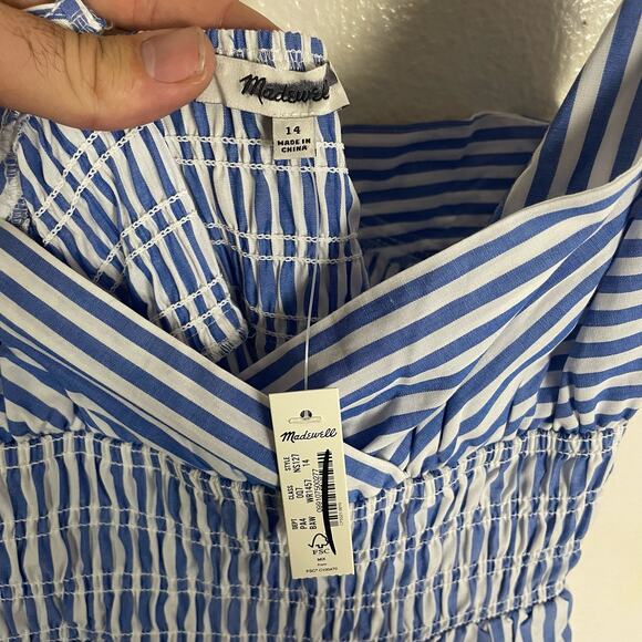 Madewell Empire Waist Tiered Striped Cross Back Maxi Dress US Women's 14 Plus - Picture 7 of 11